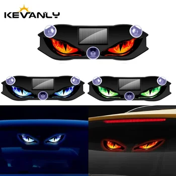 KEVANLY Solar Power Car Demon Eye Light Cool Flashing Warning Light Dynamic Safety Vehicle Signal Lights Universal