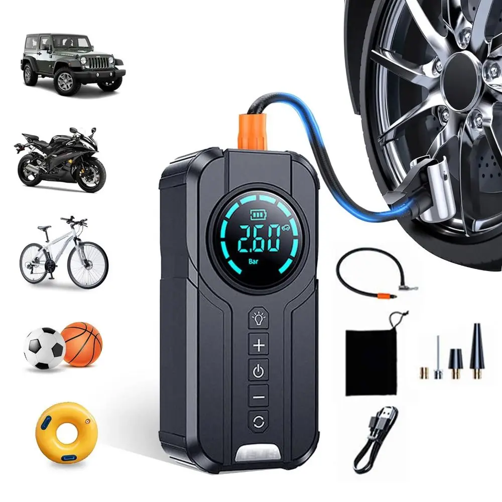 

Прочный автомобильный стартер 4 в 1, воздушный насос 1000А, высокоточный насос для накачивания шин, многофункциональный портативный воздушный компрессор для автомобиля