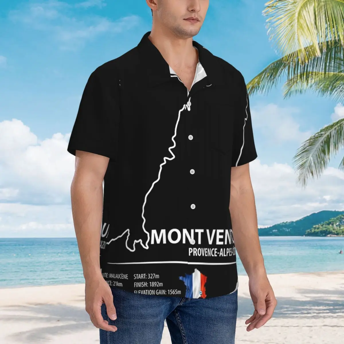 

Mont Ventoux Hawaiian Shirts Funny Men Short Sleeve Shirt for Summer Beach Men's Button Tops