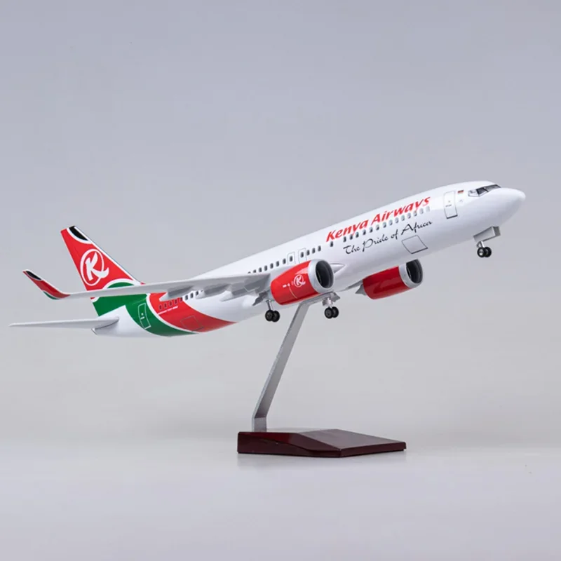 

New 1/85 Scale 47CM Airplane B737 MAX Aircraft Kenya Airways Airline W Light and Wheel Diecast Resin Plane Model Toy Collection