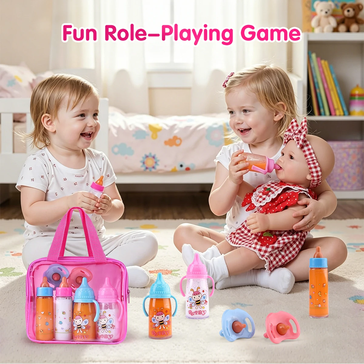 Magic Disappearing Milk Bottle Pretend Play Set Non-Toxic Doll Feeding Toy