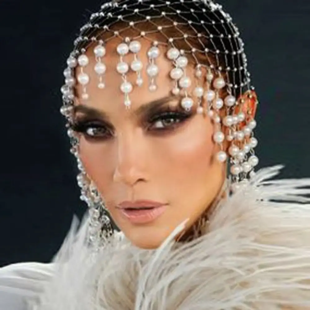 

Elegant Pearl Tassel Hair Hat Hollow Out Fishnet Mesh Handmade Pearl Hat Pearl Tassels Soft Pearl Weave Hat Women Ladies