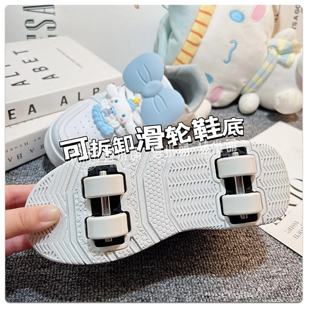 Kawaii Cinnamoroll Sanrio Heelys Roller Shoes Cute Roller Skates Teen Student Girls White Sports Skates Skate Shoes Removable