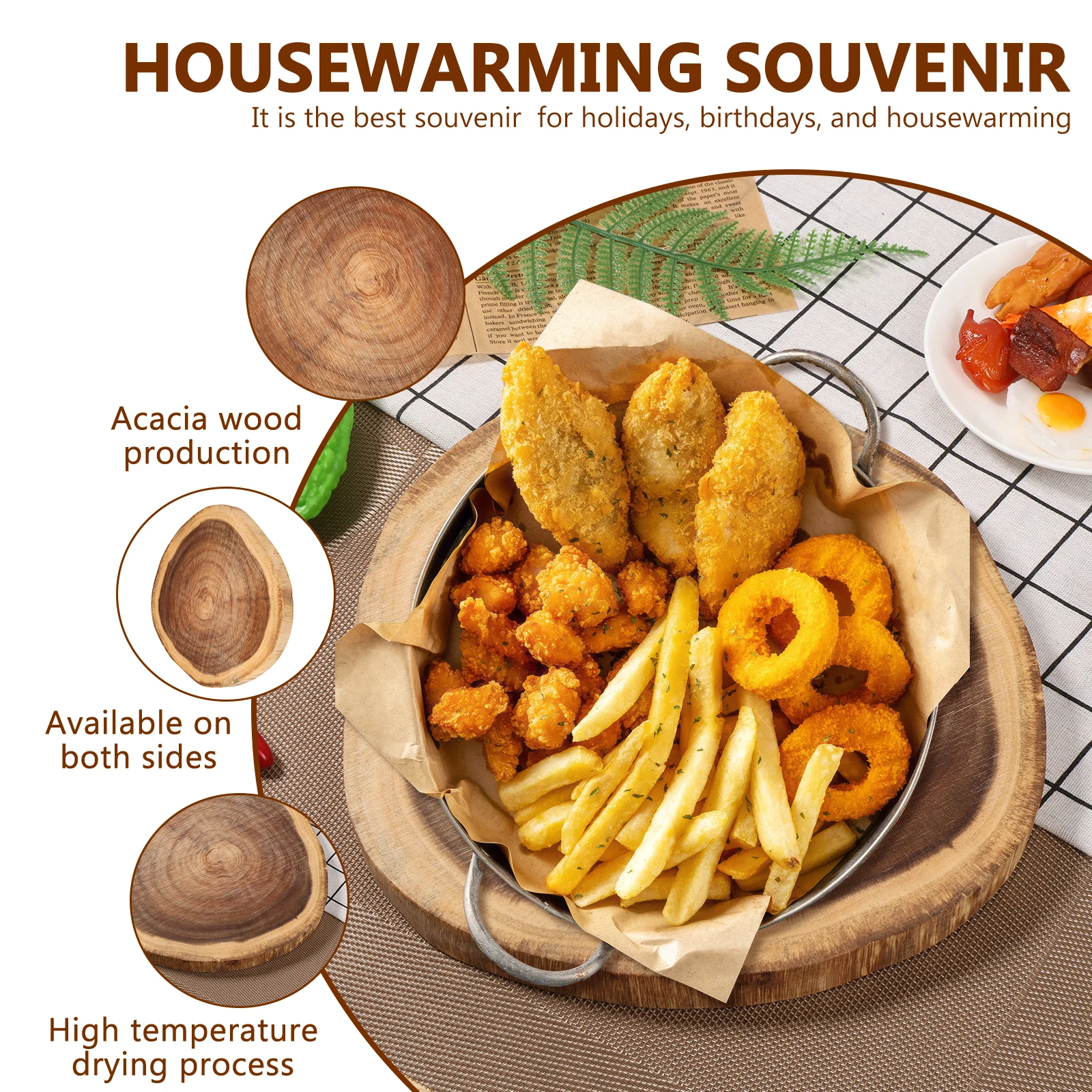 لوح تقطيع لوح تقطيع غير منتظم لوح تقطيع خشب السنط مزدوج الجوانب لوح تقطيع المطبخ متعدد الأغراض للتقطيع #5