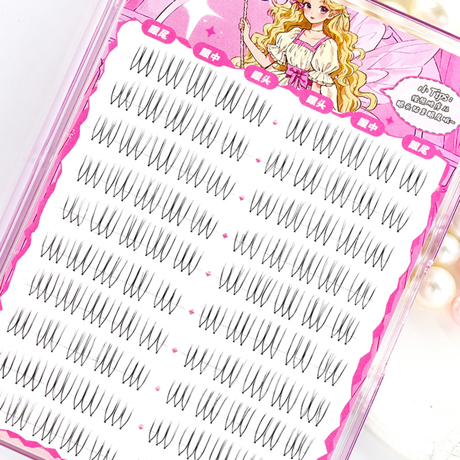 10 rzędów koreańskich sztucznych rzęs w kształcie litery U, naturalnie wyglądające pojedyncze kępki rzęs, delikatne przedłużanie dla kobiet i dziewcząt na imprezy i do codziennego makijażu.