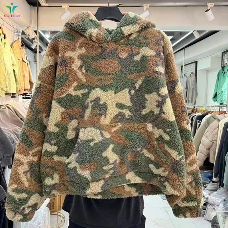 

Новейшая толстовка из овчины с винтажным принтом 26SS премиум-класса, мужское и женское модное пальто большого размера высшего качества