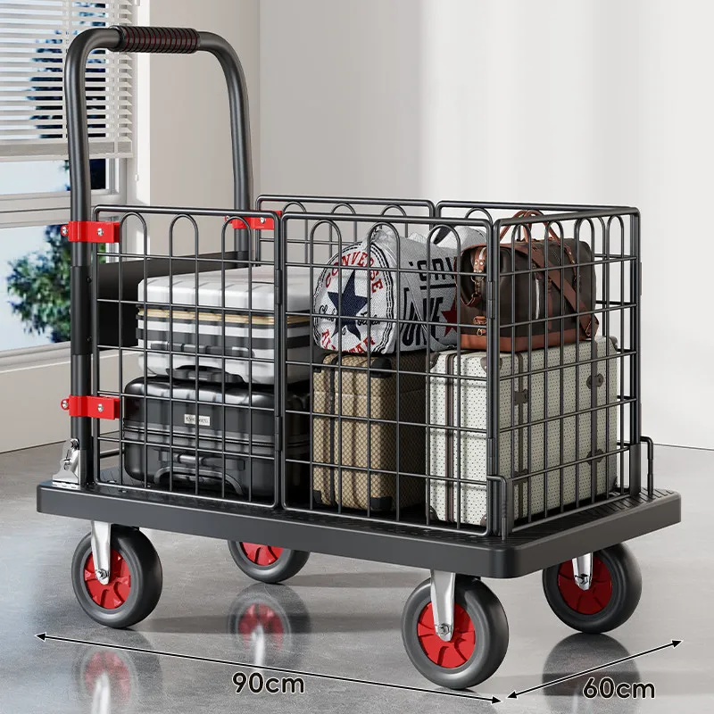 

DSA fence trolley foldable silent wheel pickup courier artifact household portable luggage shopping flatbed