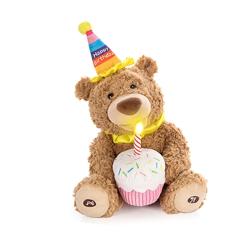 Happy Birthday Teddy Bear Stuffed Electric Plush Toy Birthday Singing Bear