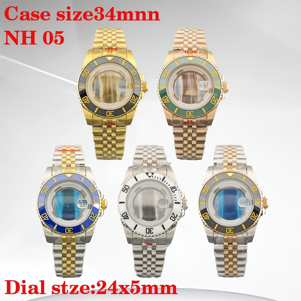 

34MM NH05 bezel set with sapphire glass stainless steel screw, suitable for NH05 NH06 movement