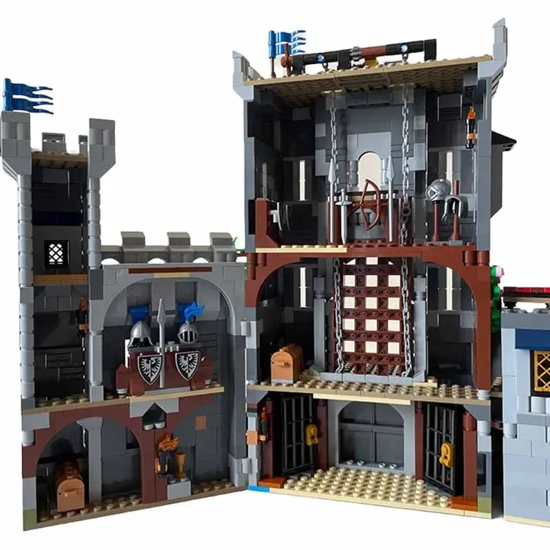 Moc Fortress Model Building Blocks para Criança, Tijolos Técnicos, Montagem DIY, Brinquedos de Construção, Castelo Blue Knight, Presentes de Férias