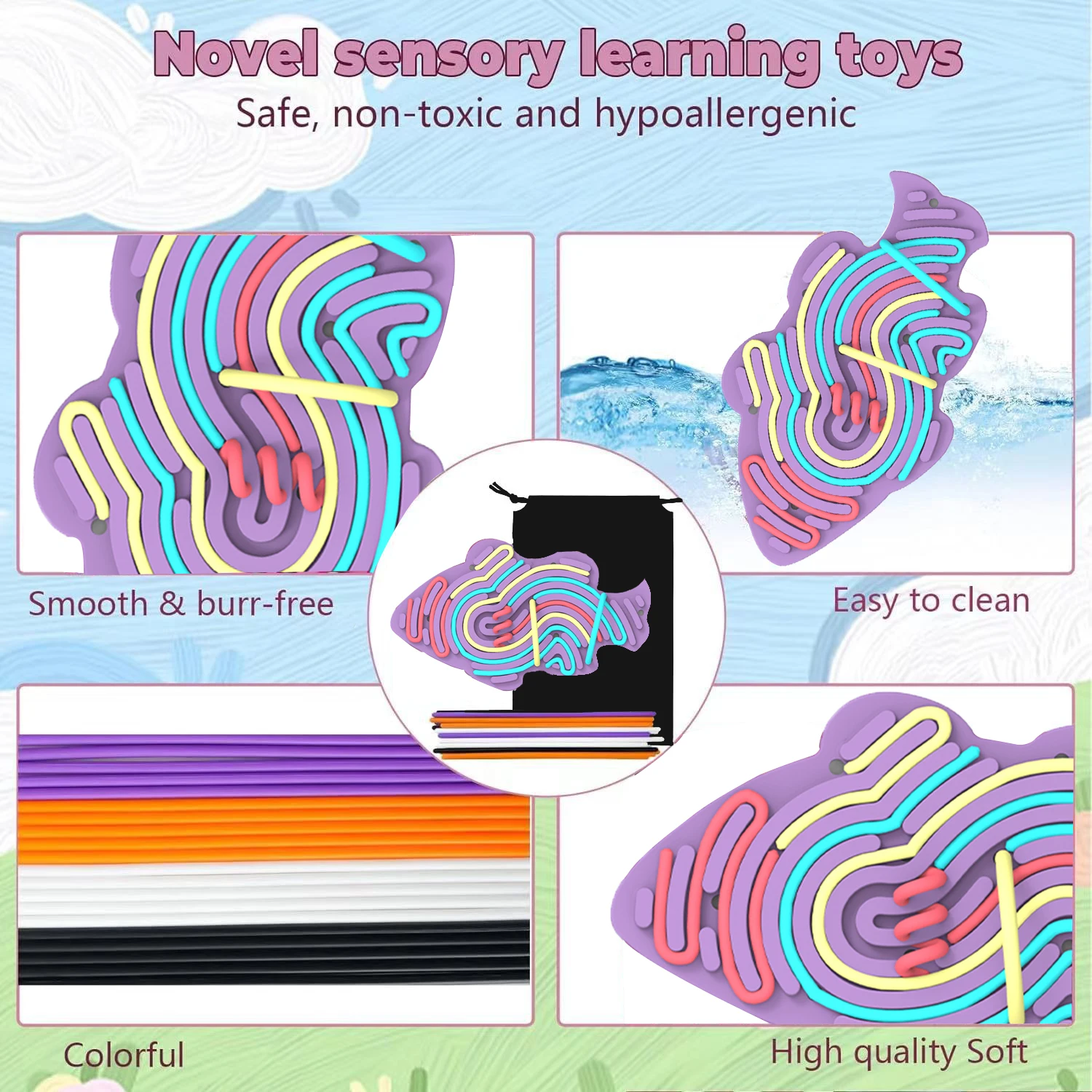 18PCS Children\'s Educational Silicone Stress Relieving Toys Twist Board Silicone Sensory Activity Board Twist Relief Board