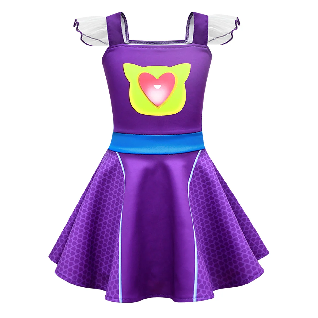 Children SuperKitties Costume Kids Cosplay Super Cat Clothes for Girls Flying Sleeved A-Line Dress + Bag Carnival Birthday Gifts