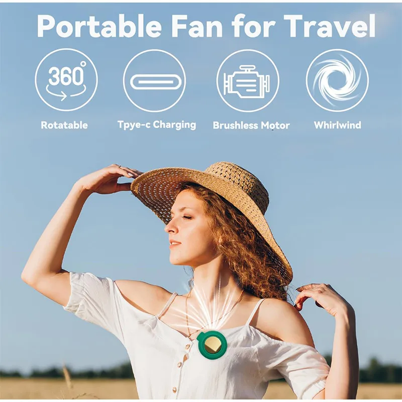 New Portable Snap On Bladeless Fan USB Charging For Long Battery Life 360 ° Wind Direction Adjustment Outdoor Cooling In Summer