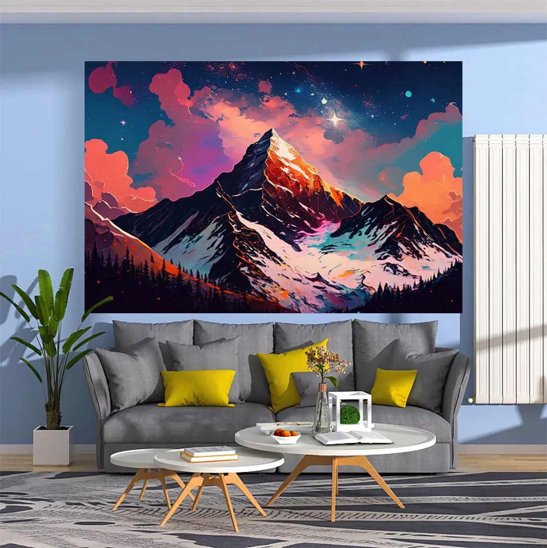 

QdDeco Mountain Tapestries Glamorous Scenery Printed Wall Hanging Rugs Art Home Decor Aesthetic Room Decoration