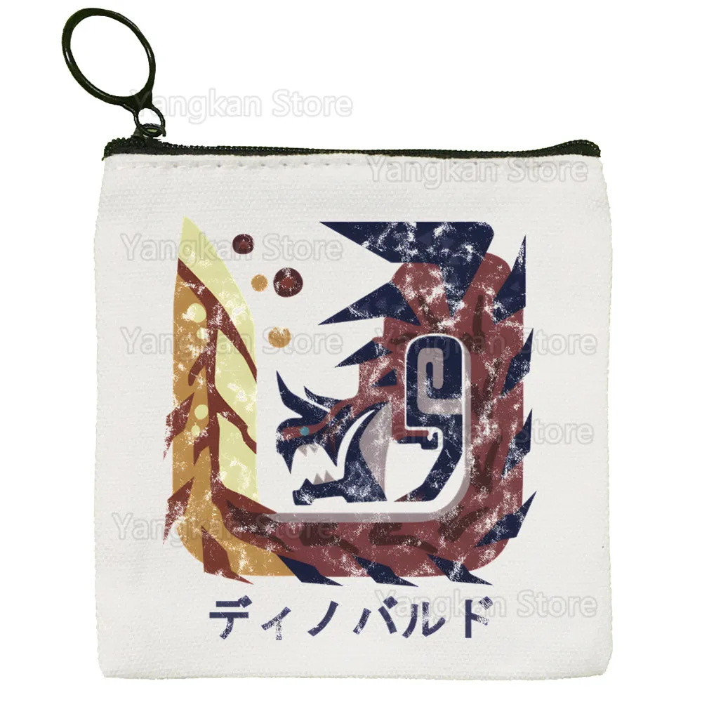 Monster Hunter Canvas Coin Purse Coin Purse Collection Canvas Bag Small Wallet Zipper Key Bag Hand Gift