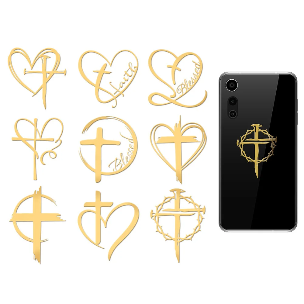 9pcs 1.6x1.6 Inch Love Metal Stickers Metal Gold Stickers Heart Shape Self-Adhesive Picture Sticker Self Adhesive Gold Sticker
