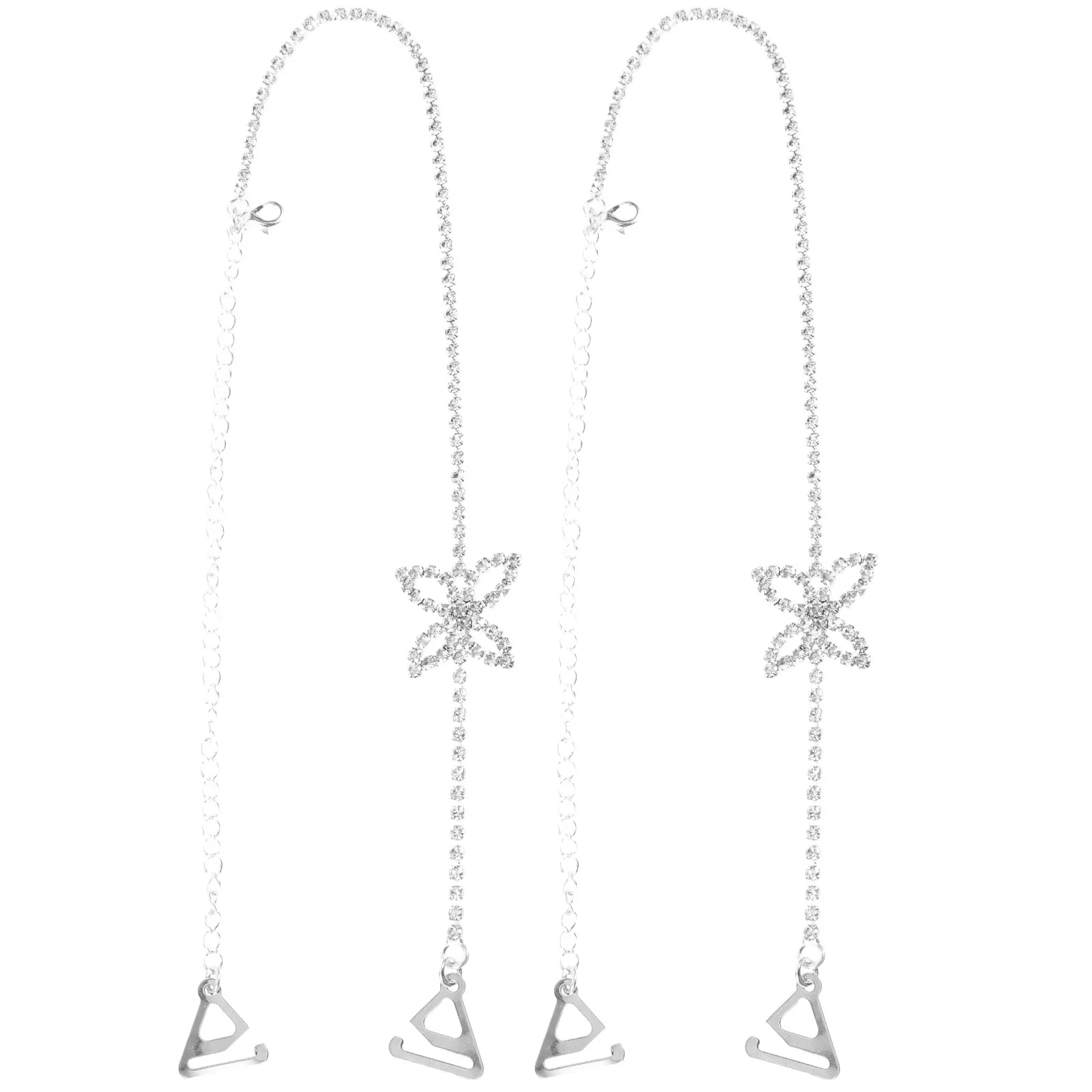 1Pair Adjustable Bra Straps Butterfly Rhinestone Decorative Bra Chain Straps Elegant Comfortable Easy Fit Evening Dress Matching