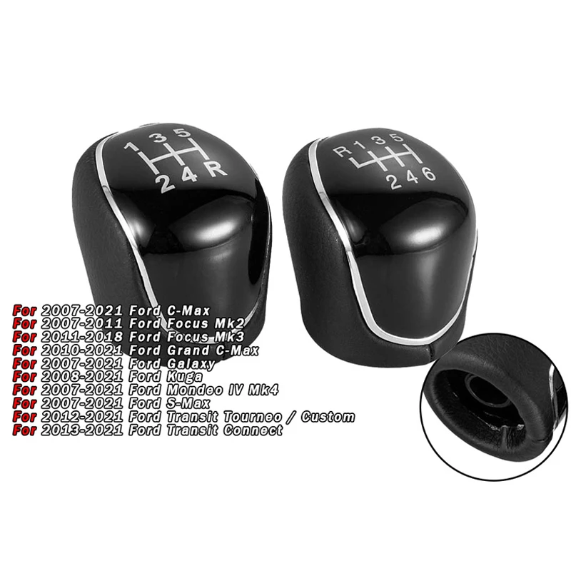 

Short Threaded Gear Shift Knob for Ford Focus & Mondeo - 5/6 Speed Car Transmission Shifter Handle, Durable Auto Accessories