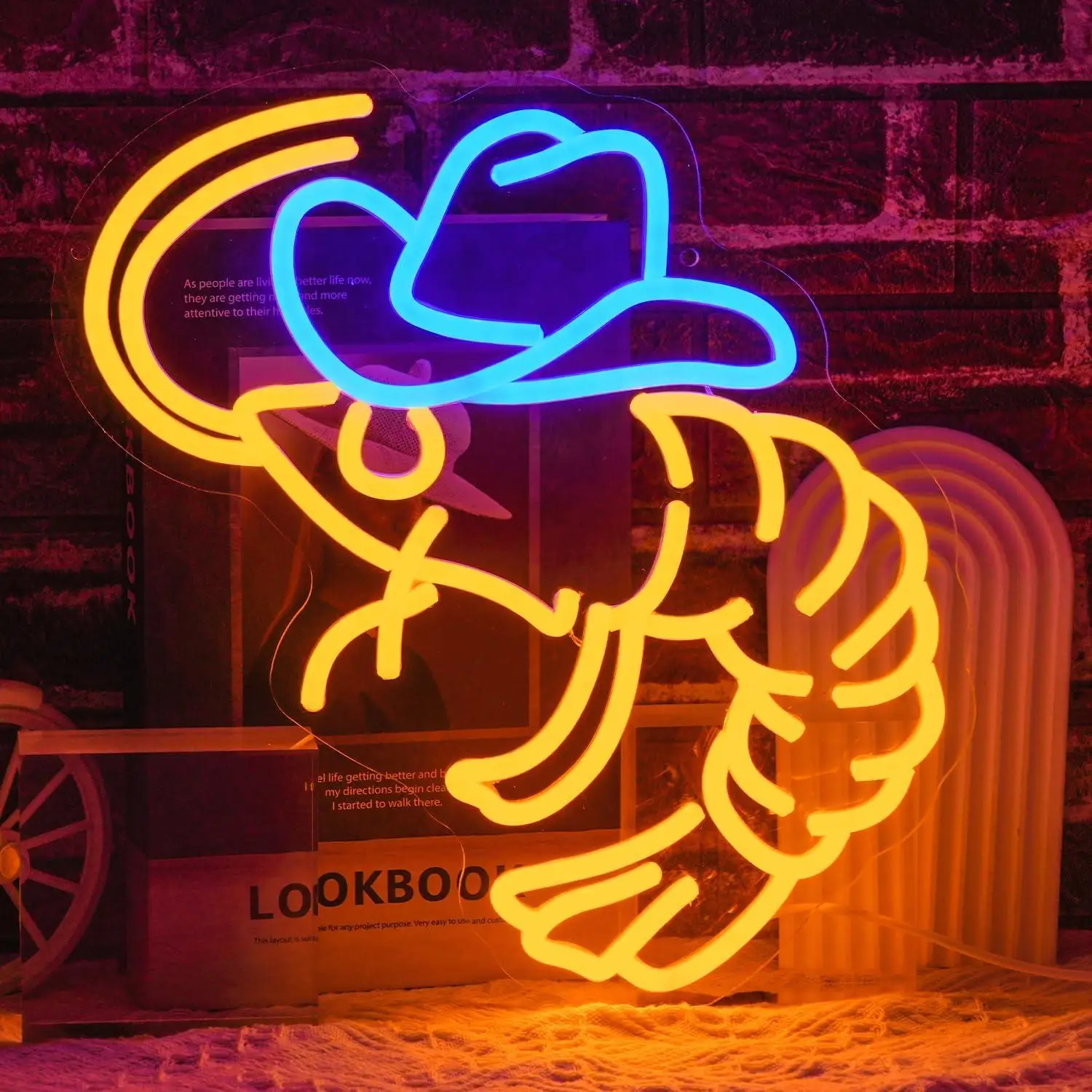 

Cowboy Shrimp Neon Sign USB Powered Shrimp Neon Light for Bar Seafood Restaurants Pub Store Man Cave Wall Decor Business Signs