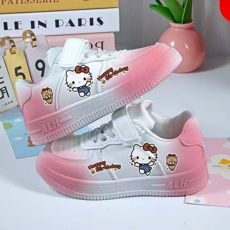 

real photos Children's 2025 Autumn winter New hello kitty Cartoon Fashion Sports Running luminous sneakers kids Casual Shoes