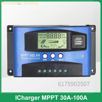 MPPT Solar Charge Controller 30A 40A 50A 60A 100A Dual USB LCD Display 12V 24V Solar Cell Panel Charger Regulator with Load