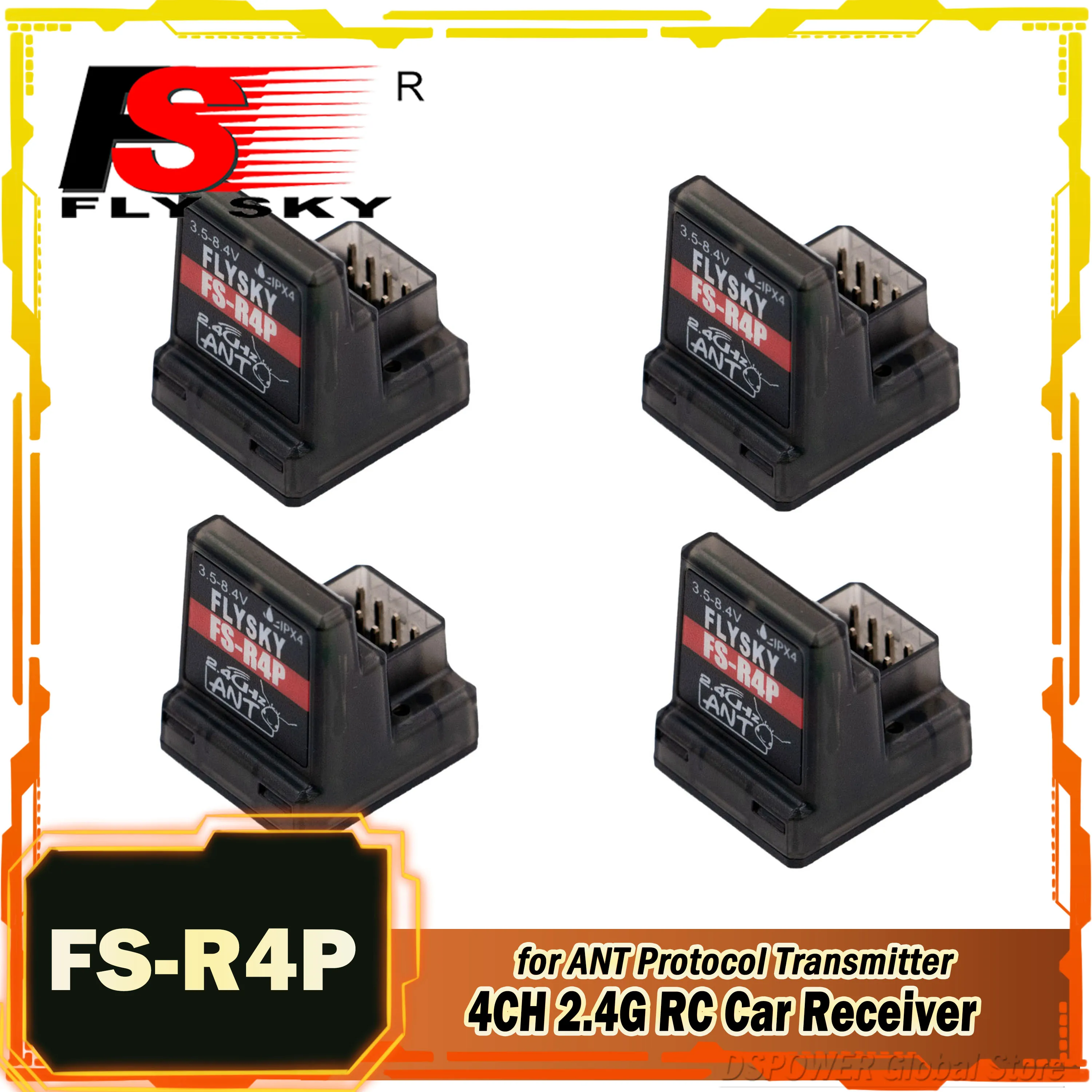 Flysky 1/2/4Pcs FS-R4P 4ch 2.4G Ipx4 Waterdichte Ontvanger 3.5-8.4V Ingebouwde Enkele Antenne Voor Rc Auto Ant Protocol Zender