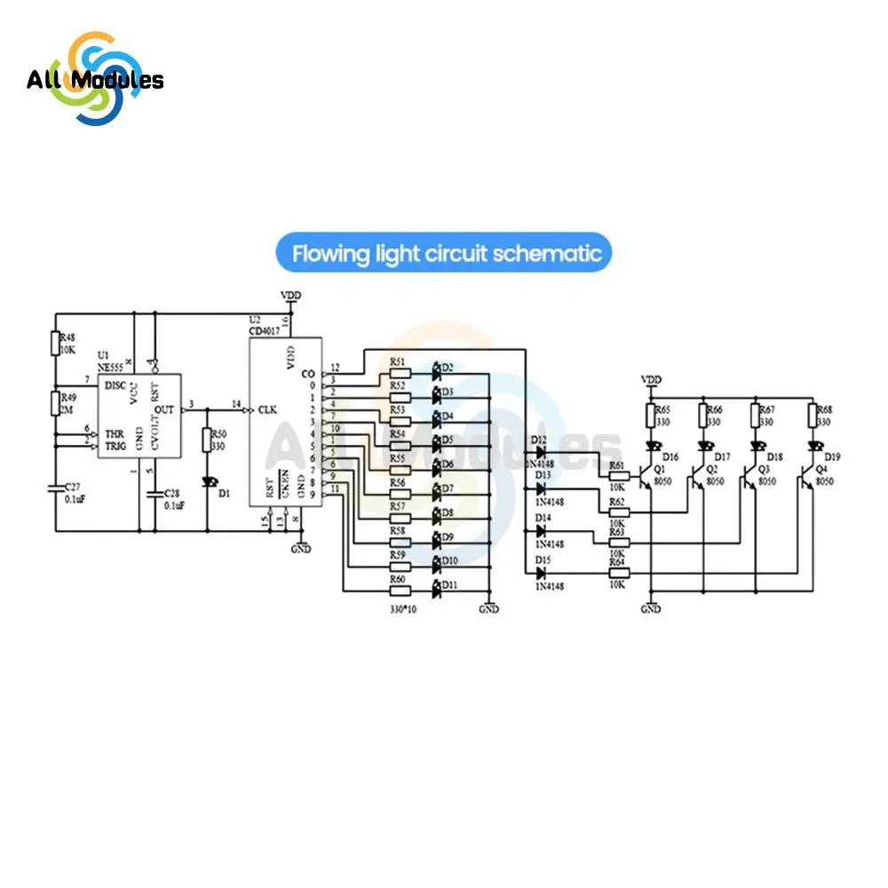 DIY SMD SMT Welding Practice Soldering Skill Training Board 3-12V Water Flowing Led DIY Kit for School Learning Project