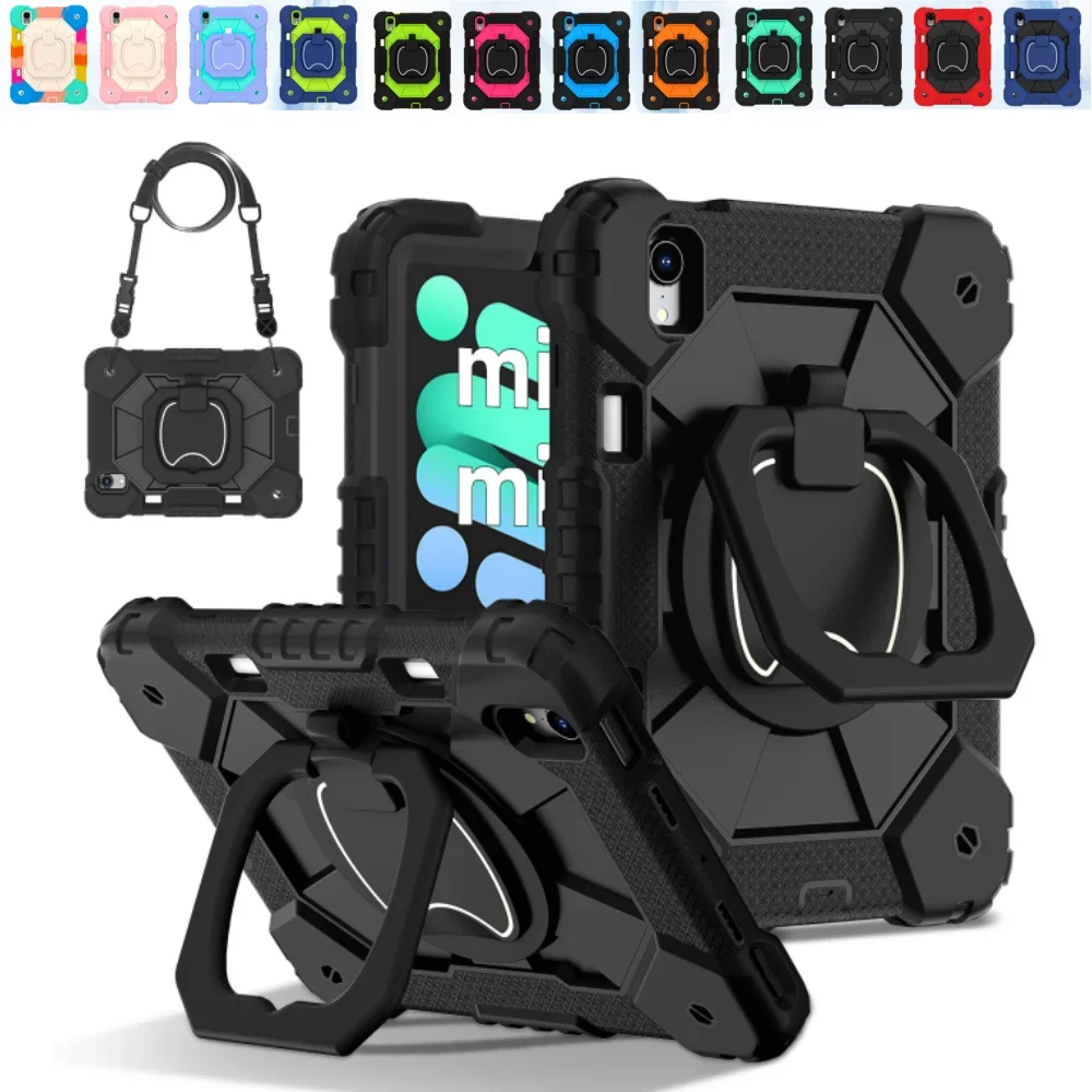 Heavy Duty Case for Xiaomi Redmi Pad SE 8.7 inch 2024 Shockproof Tablet Cover with 360 Degree Rotating Bracket & Shoulder Straps