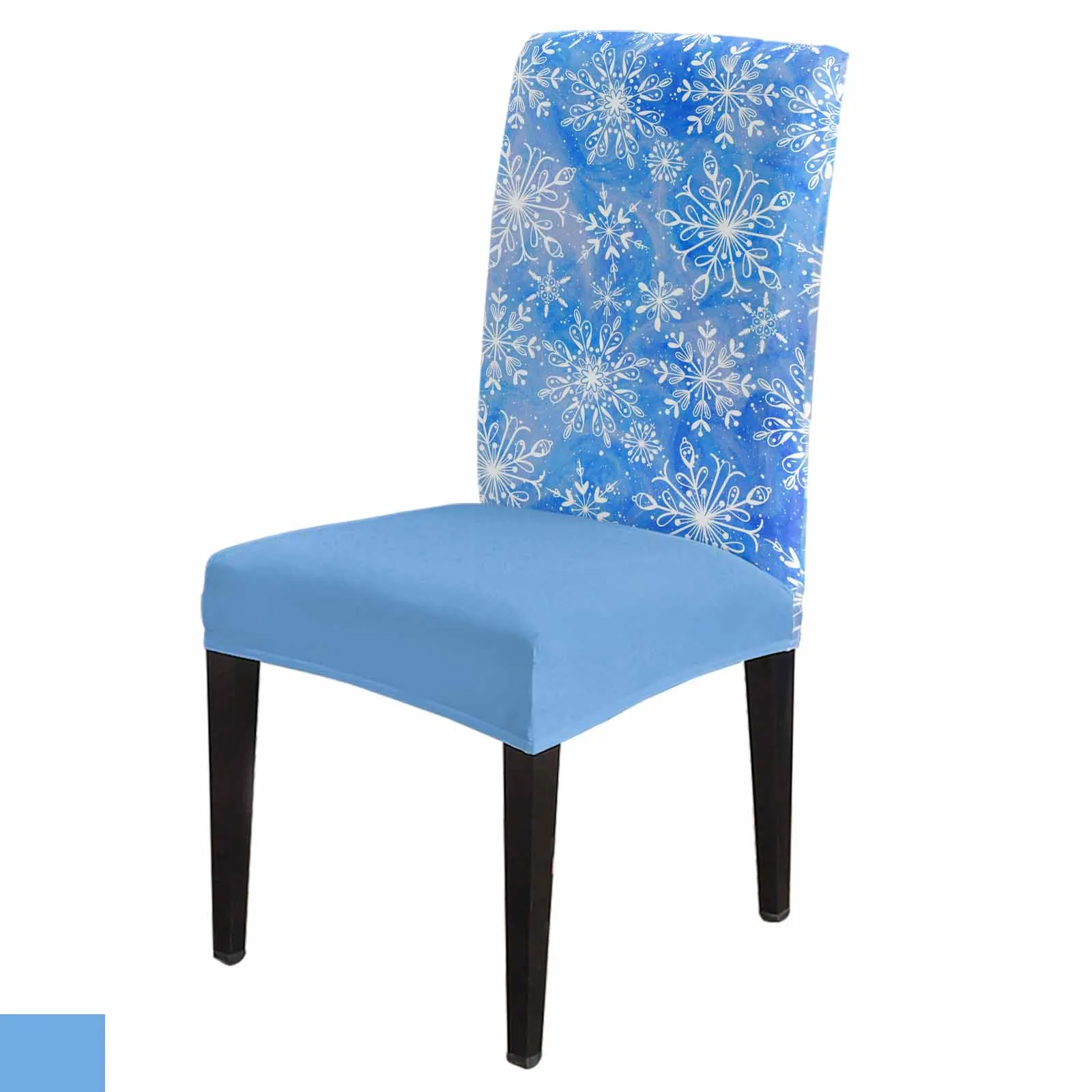 

Blue Christmas Snowflake Winter Spandex Chair Cover Office Banquet Chair Protector Cover Stretch Chair Cover for Dining Room
