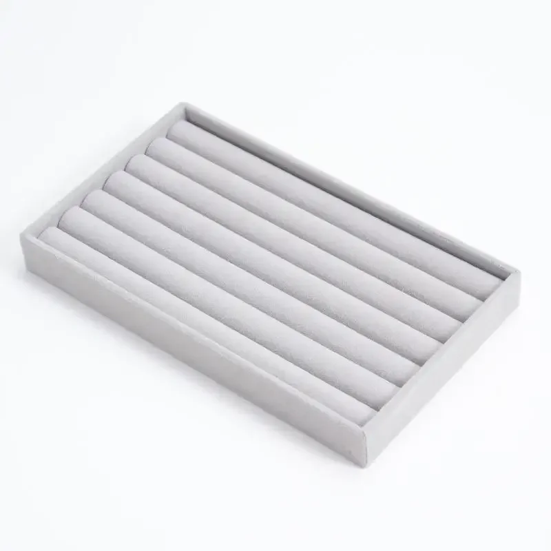 Velvet Jewelry Tray Display Case Portable Holder Earring Necklace Packaging Box Grey Beige Stackable Jewelry Organizer Boxes