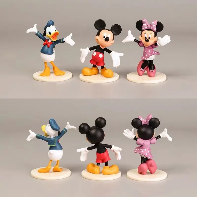 6Pcs/Set MINISO  Mickey Mouse Anime Figures PVC Minnie Donald Duck Goofy Dolls Figurines Model Toys Decoration For Kids Gift