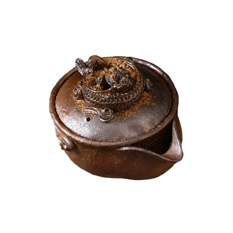 Japanese Pre Cooking Master Hirakawa Tadao Handcrafted Shibasaki Dragon Lion Treasure Picking Bottle Kung Fu Tea Set And Teapot