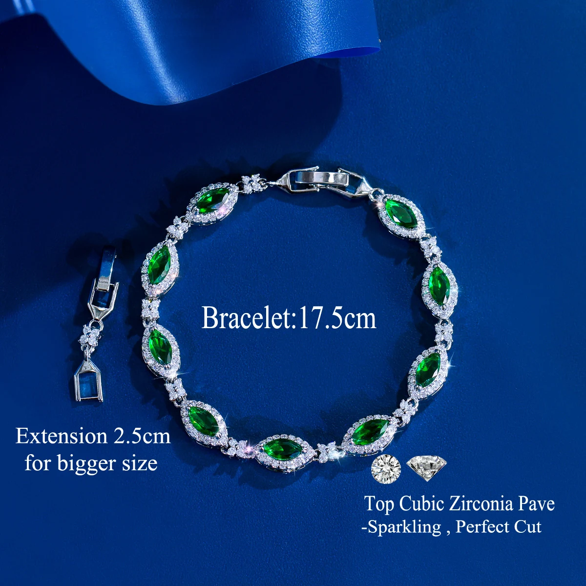 CWWZircons Exquisite, trendige, weiße CZ-Mikro-Pavé-Tennisarmbänder in ovaler Form für Damen, Hochzeit, Verlobung, Schmuckgeschenk S0279 – Detail 1