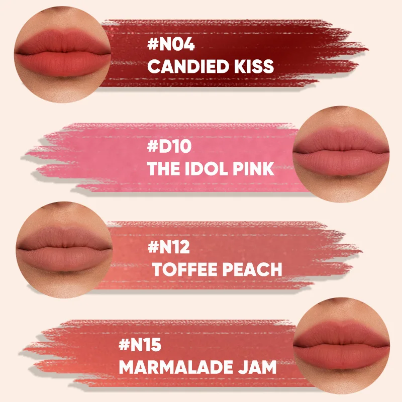 JUDYDOLL Matte Lip Powder Cushion Cream – Velvet-Soft, Non-Drying Lip Stain with a Blurring Finish, Long-Lasting & Gift-Ready fo