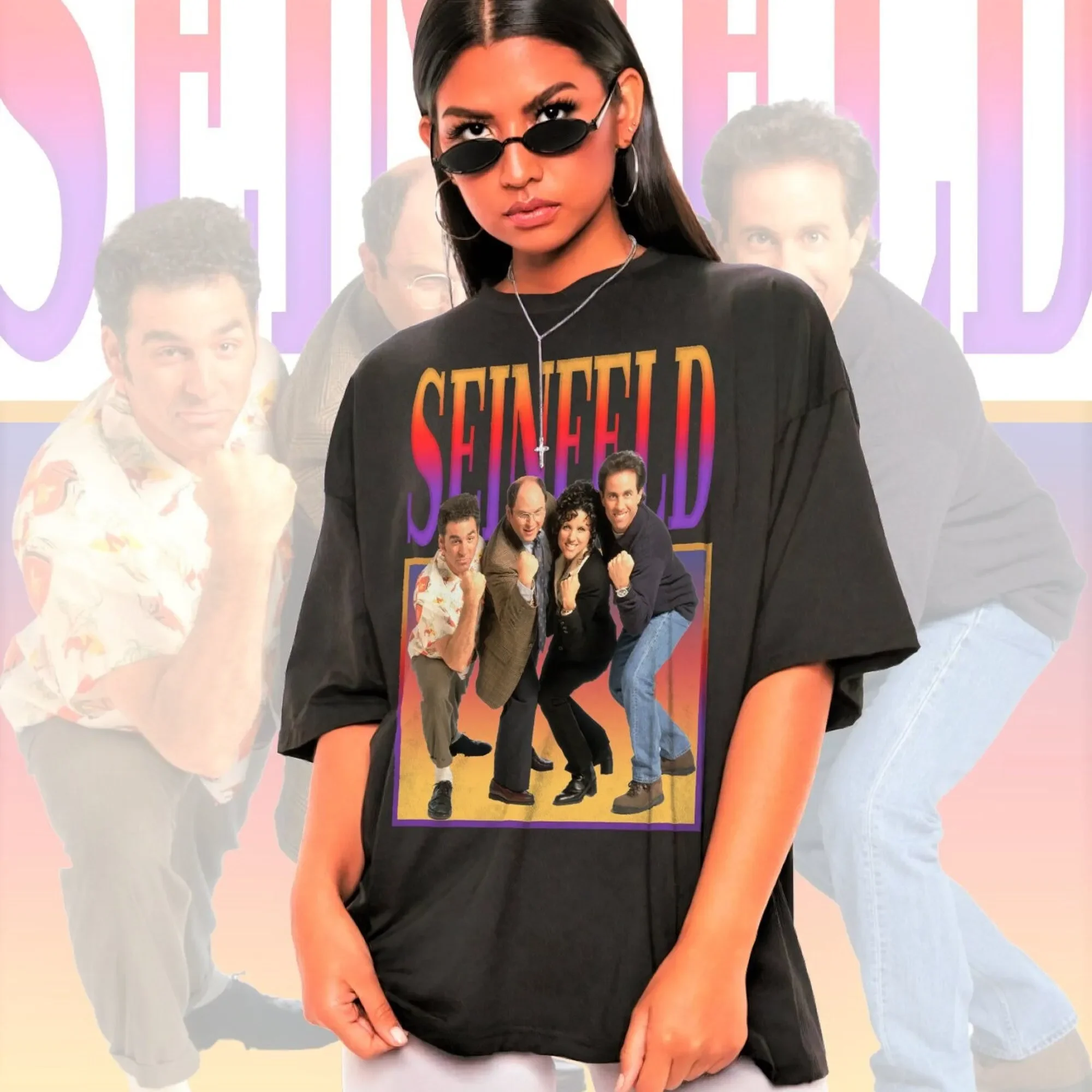 Retro Seinfeld T Shirt George Costanza Jerry Cosmo Kramer Elaine Benes Merch