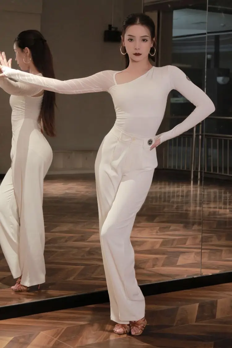 2025 جديد اللاتينية الرقص بلايز للنساء طويلة الأكمام السراويل اللاتينية ممارسة وتتسابق سامبا تشاتشا تانجو أزياء رقص اللاتينية DQS21664