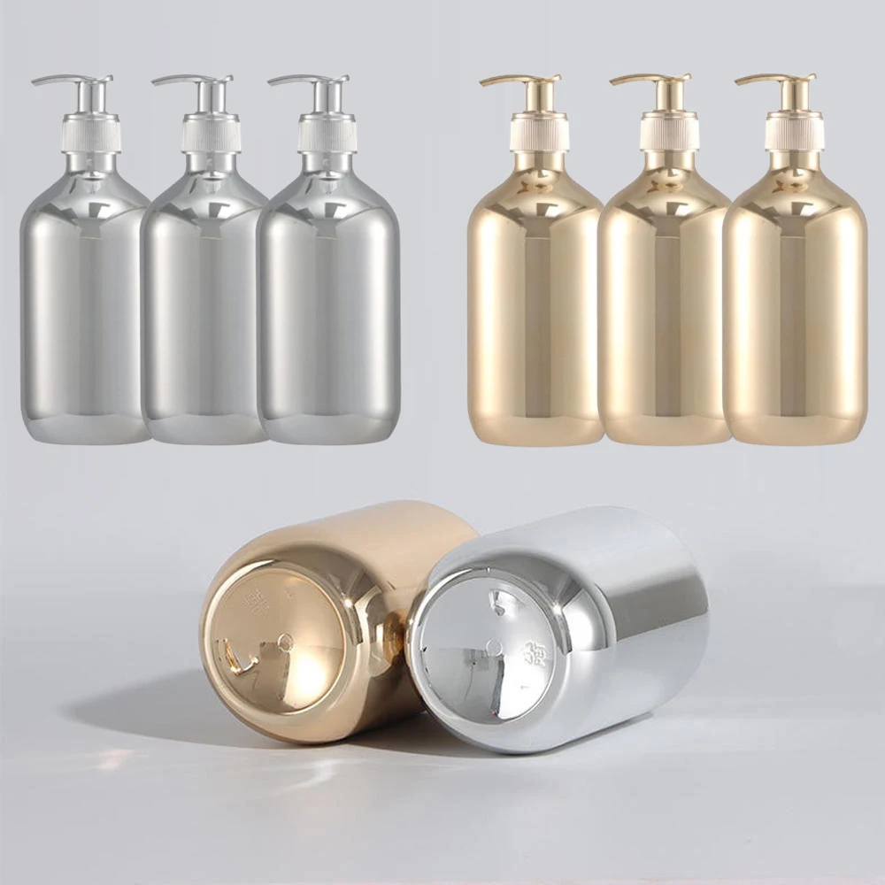 300/500ml Round Rust-proof Liquid Soap Body Wash Dispensers Gold Chrome Plastic Hand Soap Dispensers Bathroom Shampoo Bottle