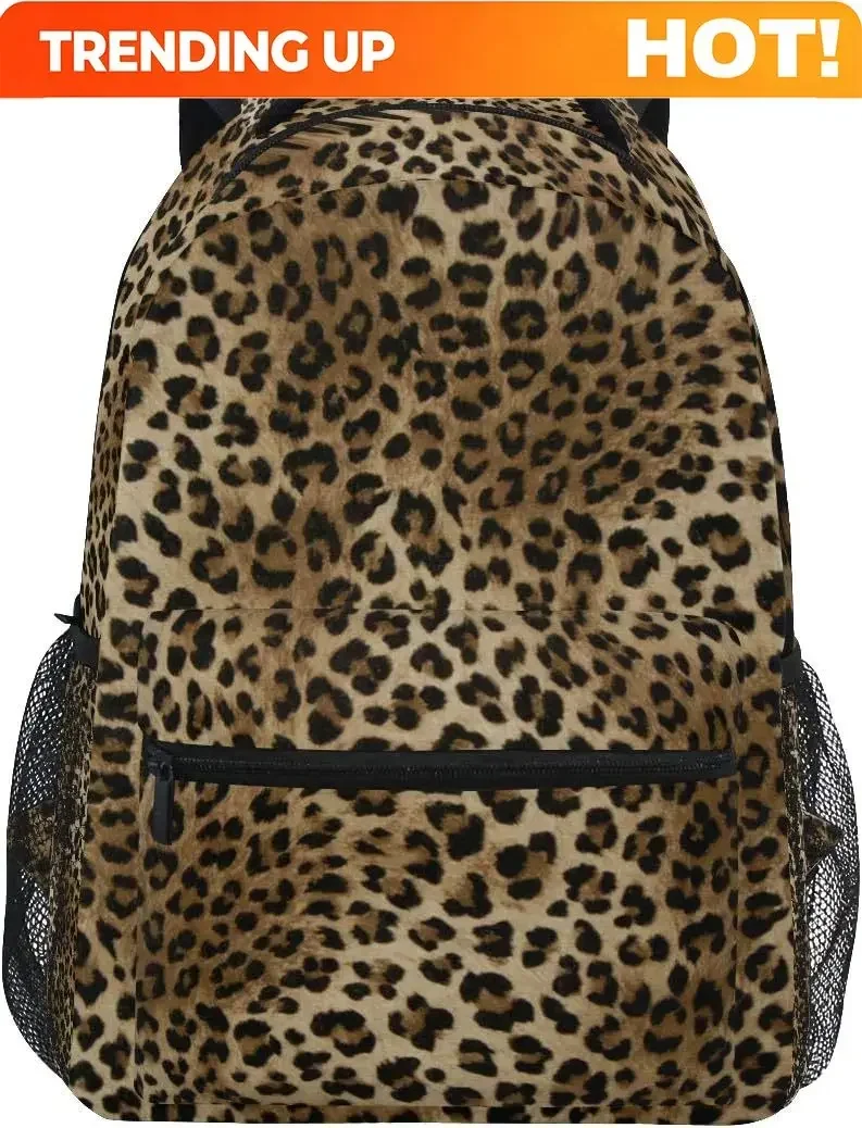 Custom Leopard Print Vintage Boys Girls School Computer Backpacks Book Bag Travel Hiking Camping Daypack