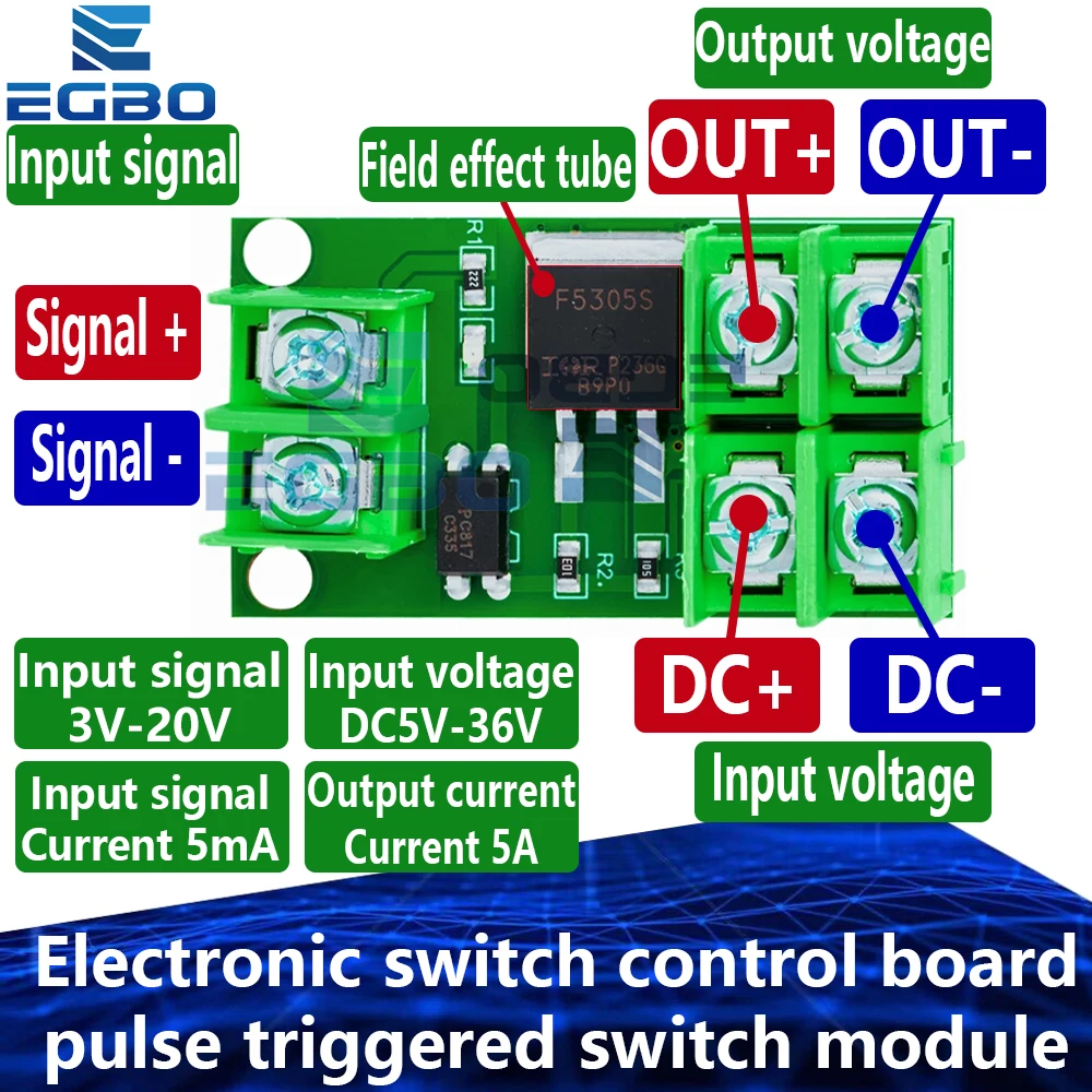 لوحة تحكم بمفتاح إلكتروني EGBO ، وحدة تجنب النبض ، يتم التحكم فيها بالتيار المستمر ، MOSFET ، Optocoupler ، 1-10