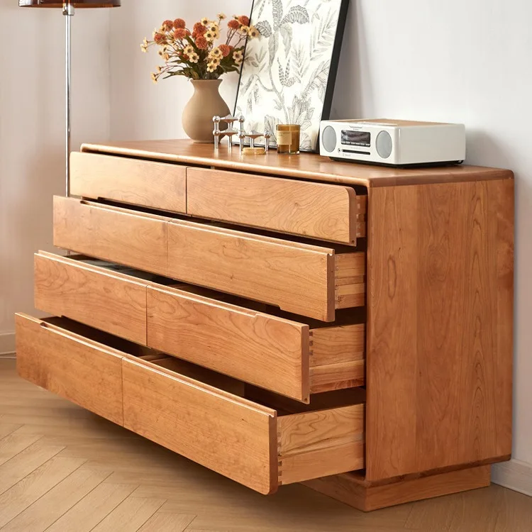 Gabinete de ocho cubos de nogal negro de América del Norte, gabinete de almacenamiento de madera maciza para dormitorio, gabinete simple de nueve cubos de troncos