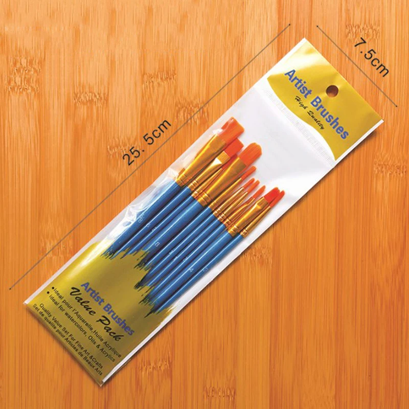 Ensemble de pinceaux de peinture en nylon, pinceau court, pinceau acrylique à l'huile, stylo d'interconnexion, fournitures d'art professionnelles, haute qualité, le plus récent, 10 pièces