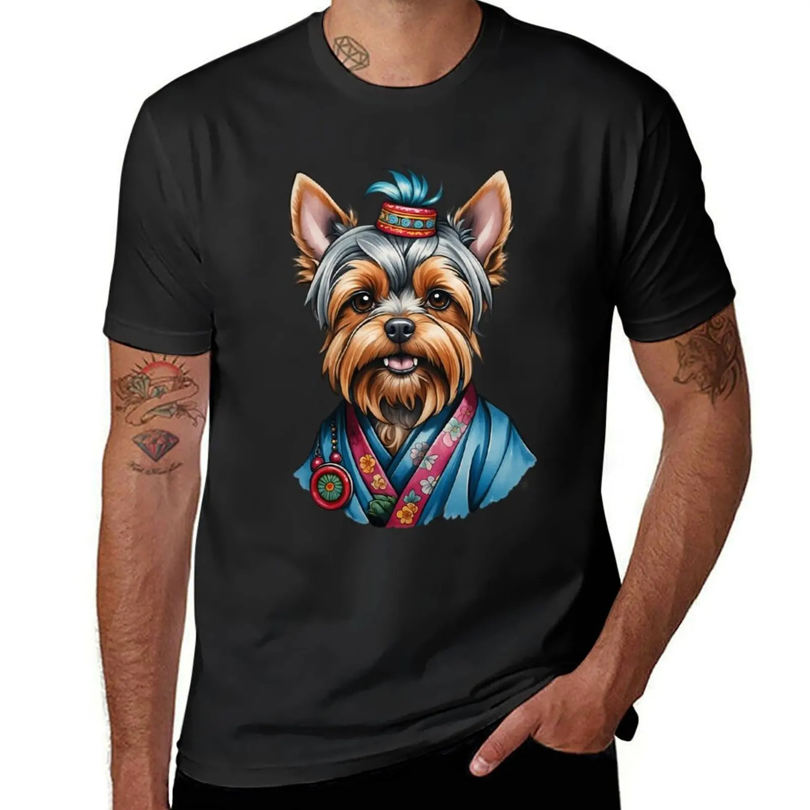 Yorkshire Terrier Head T-Shirt tees Short sleeve tee blacks T-shirt men