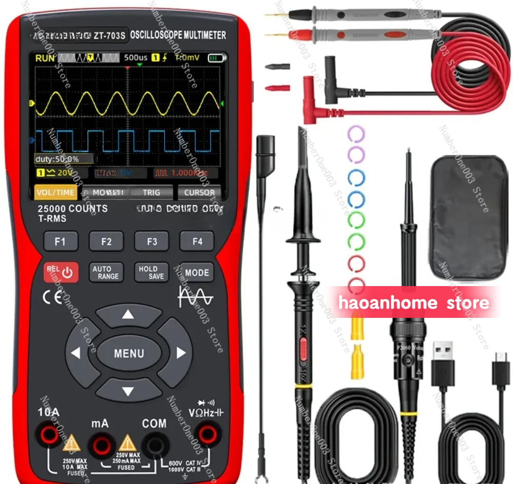 

280MS Rate PC Waveform Data Storage Dual Oscilloscope Signal Generator ZT703S 3in1 Digital Multimeter 50MHz Bandwidth