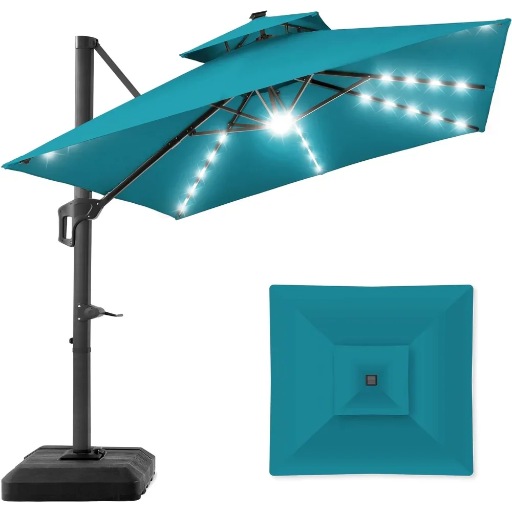 

Offset Hanging Outdoor Sun Shade for Backyard W/Included Fillable Base Large Garden Umbrellas and Patio Bases Beach Umbrella