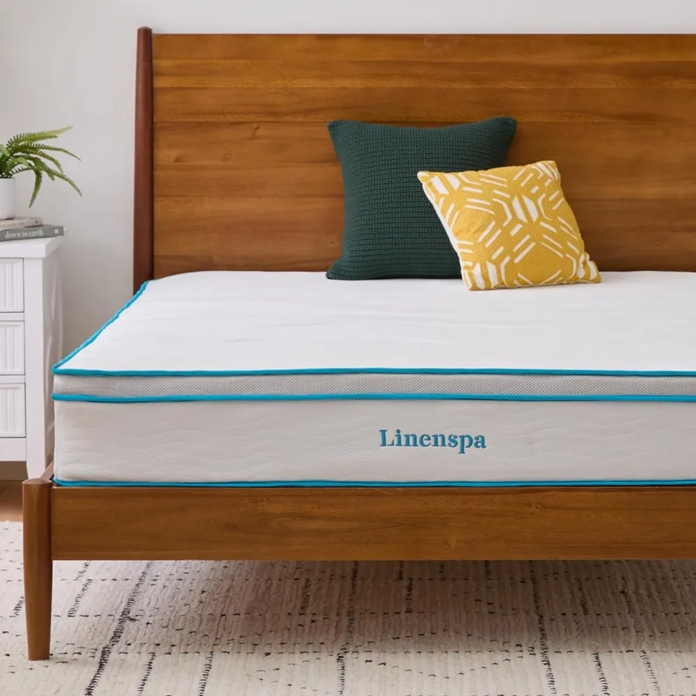 Linenspa-Primavera colchão híbrido, sensação média, cama em uma caixa, conforto de qualidade e suporte adaptativo, 10 Polegada Memory Foam