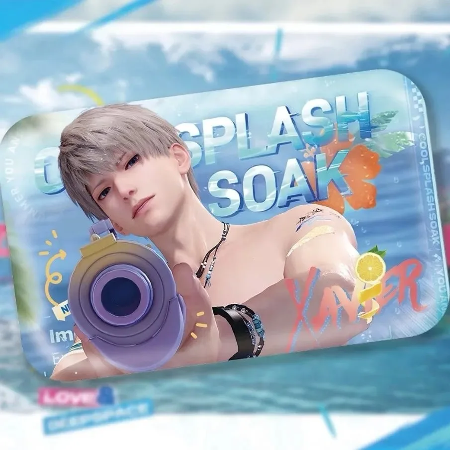 Amor e espaço profundo, verão com você e brisa do mar, cosplay de alta beleza caseiro, série de todas as funcionários, emblema retangular