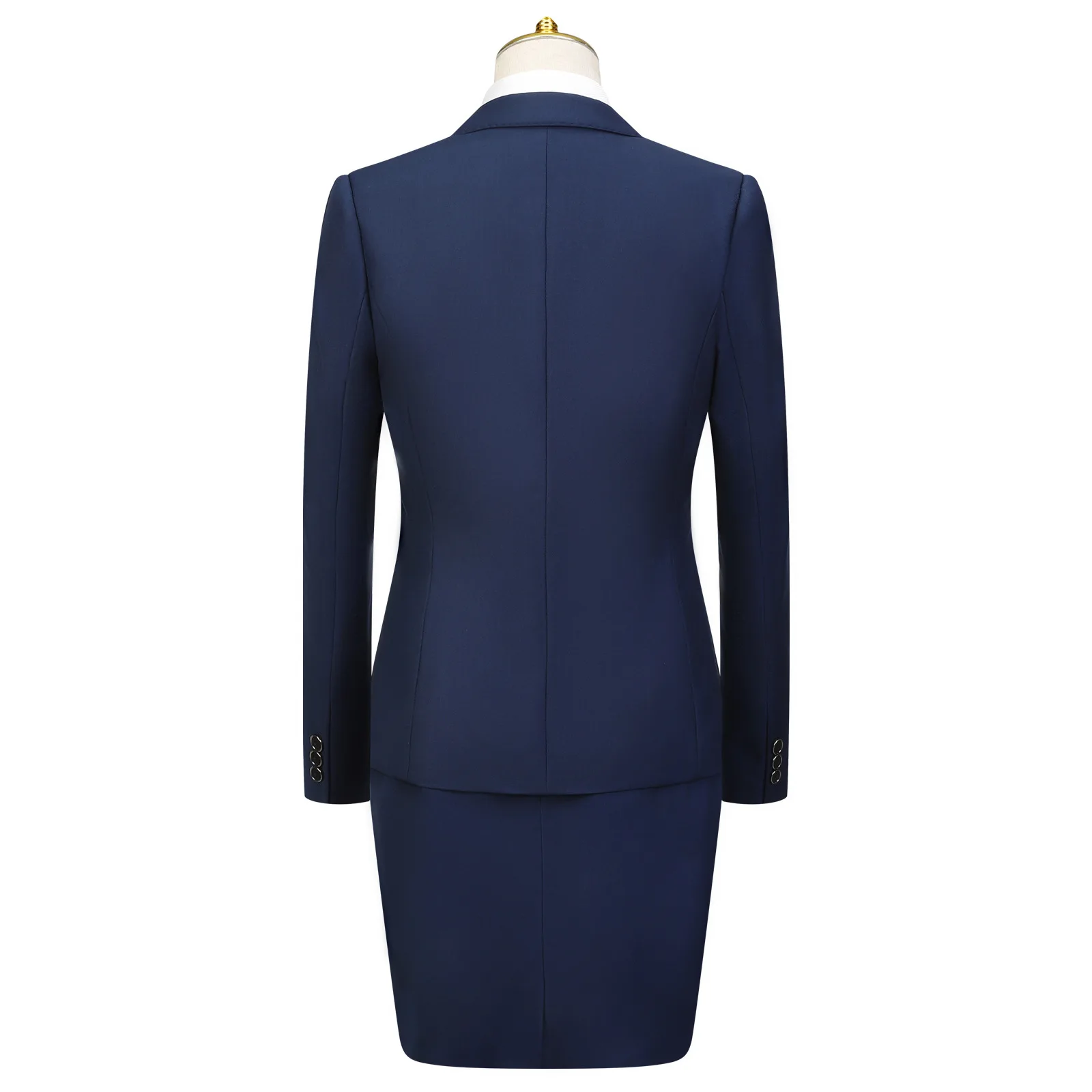 Tesco Women Office Suit Blazer And Skirt Notch Collar Single Breasted Jacket Blue Slim Fit Formal Outfits For Business Lady