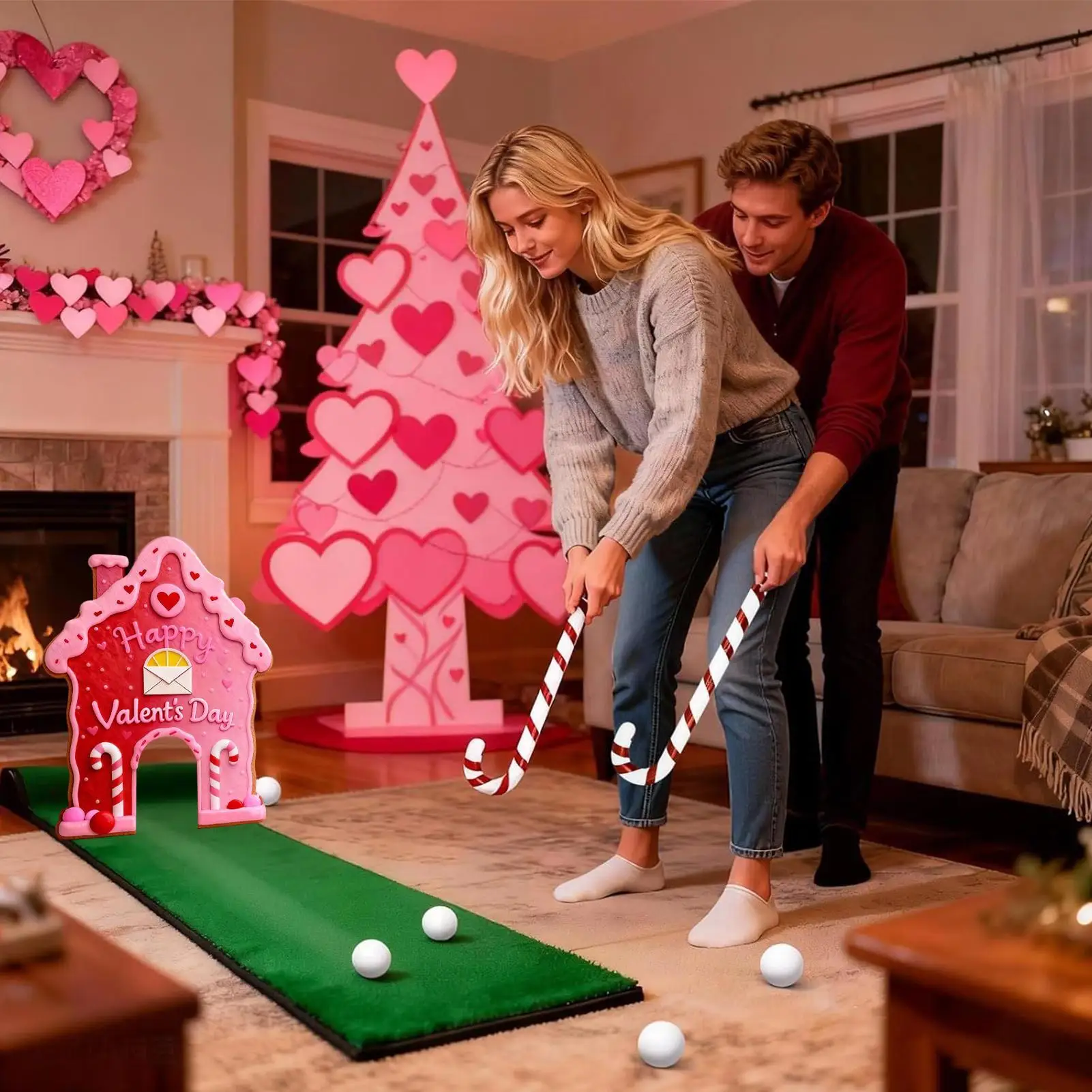 

Пряничные игры для гольфа, карамельные трости, портативные палочки для дома и улицы, семейные забавные рождественские мини-игры для гольфа, набор для домашней комнаты, вечеринки