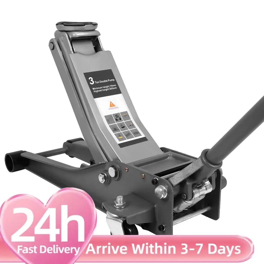 

3T Horizontal Hydraulic Jack with Big Wheels Dual Pumps Hydraulic Lift Rust Proof For Small Cars & Trucks