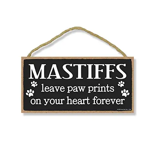 Honey Dew Gifts Mastiffs Leave Paw Prints, Wooden Pet Memorial Home Decor, Decorative Dog Bereavement Wall Sign, 